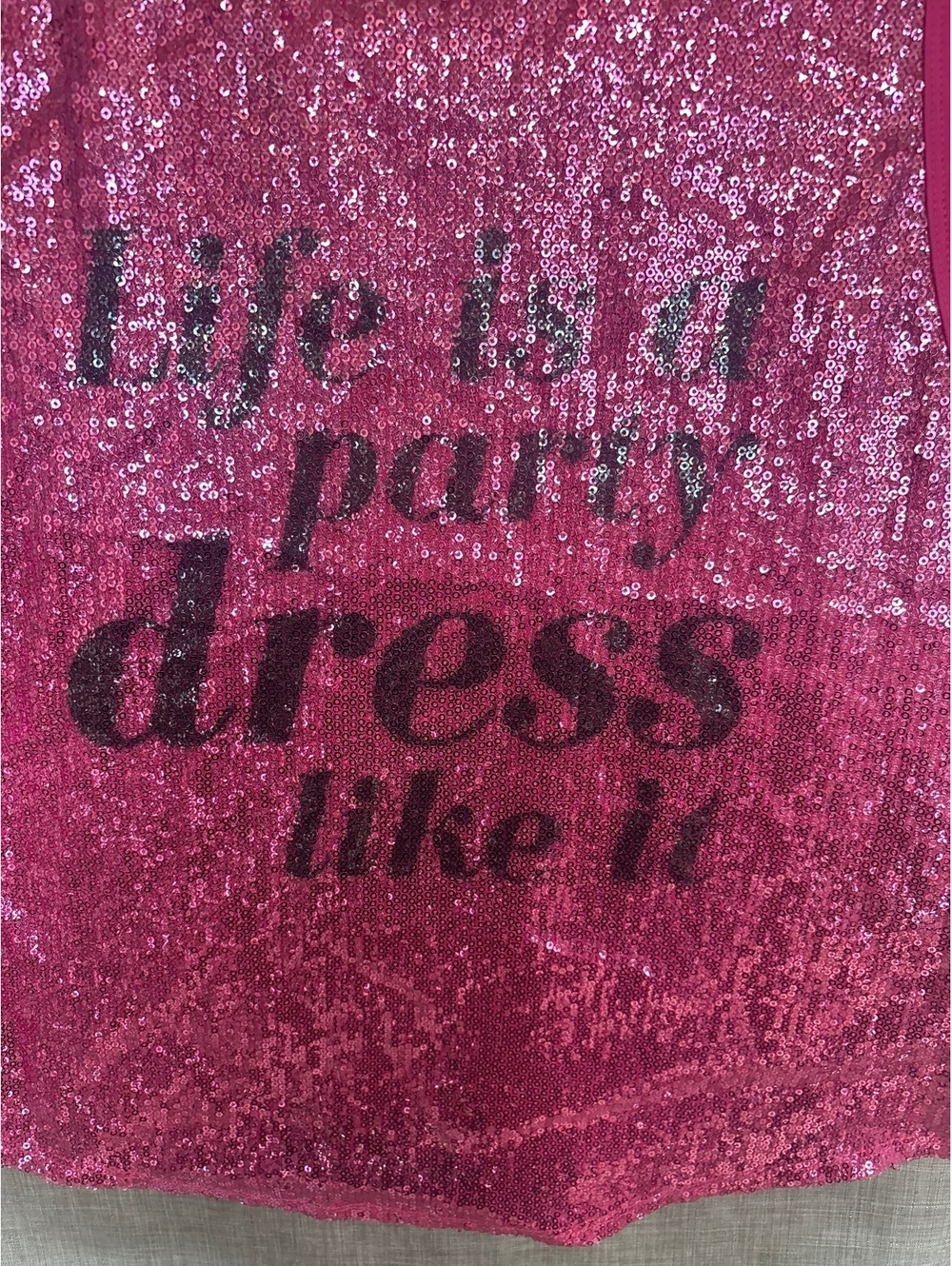 Hot Pink Sequin Party Tank Top